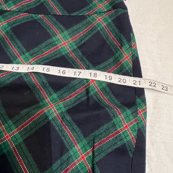 Talbots Women's Mini Skirt Green Navy Red Plaid Size 14P Side Zip Wool Blend - Picture 6 of 8